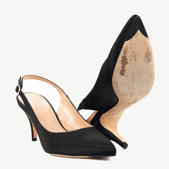 Bally Ciel Black Fabric Slingback Pointed-Toe Heels - Picture 4 of 12